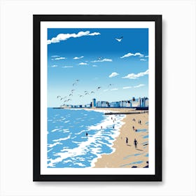 A Screen Print Of Broadstairs Beach Kent 3 Art Print