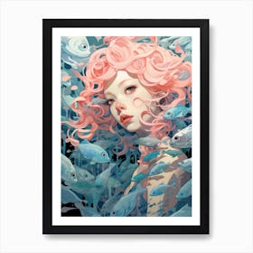 Girl With Pink Hair 1 Art Print