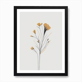 Flax Floral Minimal Line Drawing 1 Flower Art Print