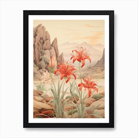 Chinese Spider Lily  Flower Victorian Style 2 Art Print