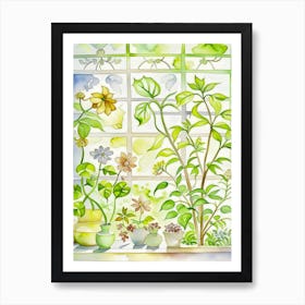 Watercolor Of A Window Sill Art Print