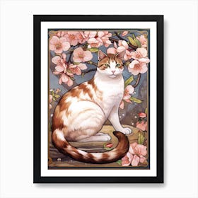 Apple With A Cat 4 Art Nouveau Style Art Print