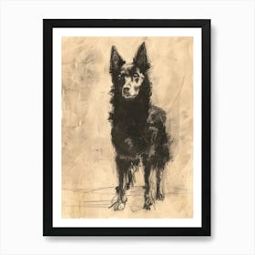 Belgian Laekenois Dog Charcoal Line 1 Art Print