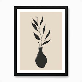 Vase With Leaves 4 Art Print