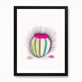 Hedgehog Cactus Minimal Line Drawing 2 Art Print