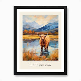 Warm Tones Highland Cow Impressionism Style Painting 4 Art Print