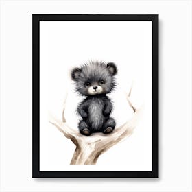 Watercolour Jungle Animal Baby Binturong 4 Art Print