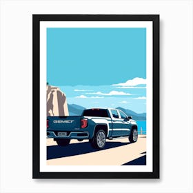 A Gmc Sierra In French Riviera Car Illustration 2 Art Print