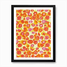 Chrysanthemum Floral Print Retro Pattern 2 Flower Art Print