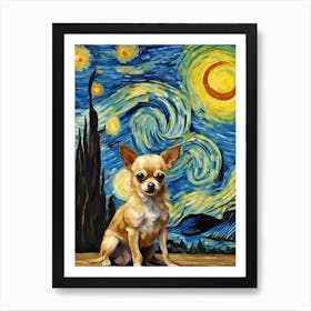 Starry Chihuahua Van Gogh Inspired Art Print