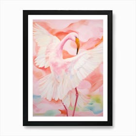 Pink Ethereal Bird Painting Greater Flamingo Art Print