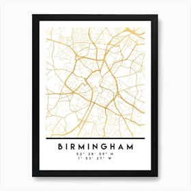 Birmingham England City Street Map Art Print