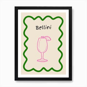 Bellini Doodle Poster Green & Pink Art Print