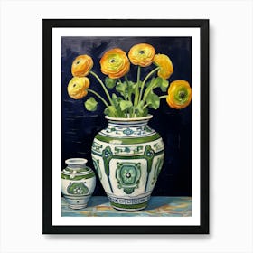 Flowers In A Vase Still Life Painting Ranunculus 2 Art Print