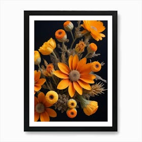 Dried Orange Flowers Art Print