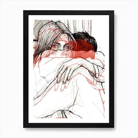 Red Hug Art Print