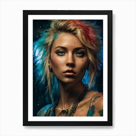 Portrait Of A Woman With Tattoos Art Print