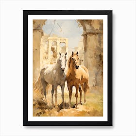 Horses Painting In Siena, Italy 1 Art Print