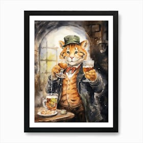 Tiger Illustration Brewing Watercolour 4 Art Print