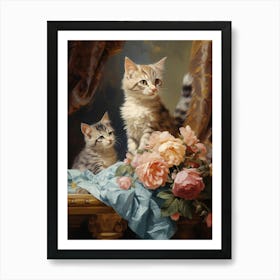 Rococo Painting Style Kittens Art Print