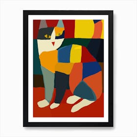 Colorful quilt Cat Art Print