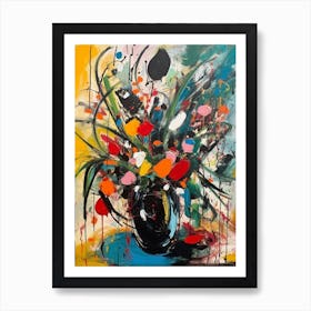 Sweet Pea Still Life Flowers Abstract Expressionism  Art Print