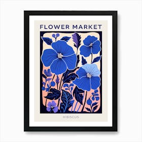 Blue Flower Market Poster Hibiscus 3 Art Print