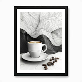 Coffee Cup With Coffee Beans 1 Art Print