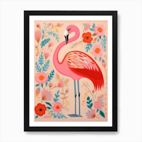 Pink Scandi Greater Flamingo 3 Art Print