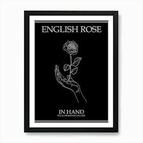 English Rose In Hand Line Drawing 4 Poster Inverted Art Print