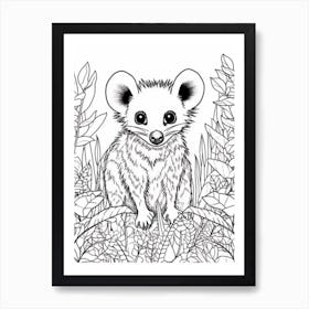 Line Art Jungle Animal Aye Aye 2 Art Print