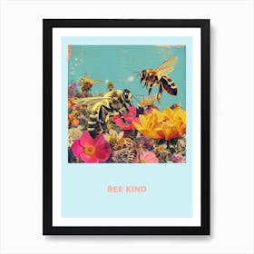 Bee Kind Retro Poster Art Print