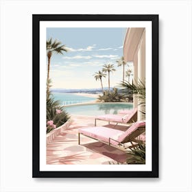 An Illustration In Pink Tones Of Palm Beach Australia 1 Art Print