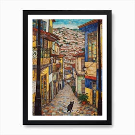 Painting Of Rio De Janeiro With A Cat In The Style Of Gustav Klimt 4 Art Print