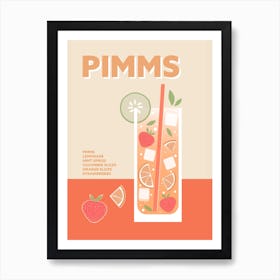 Pimms Cocktail Colourful Drink Kitchen Bar Art Wall Art Print