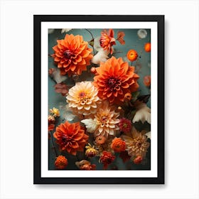 Autumn Dahlias Art Print