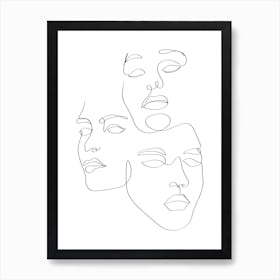 Abstract face line art Art Print