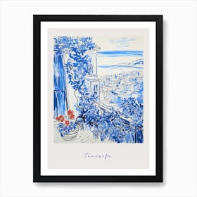 Tenerife Spain Mediterranean Blue Drawing Poster Art Print