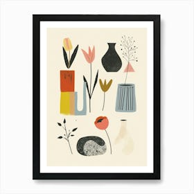 Collection Of Objects In Abstract Style 1 Art Print