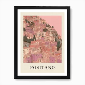 Positano 2 Vintage Pink Italy Poster Art Print