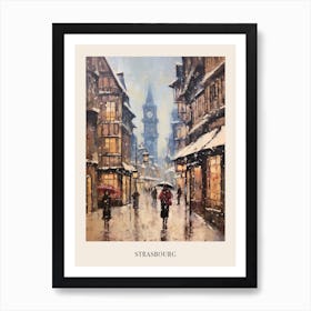 Vintage Winter Painting Poster Strasbourg France Art Print