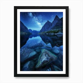 Night Sky In A Mountain Lake Art Print