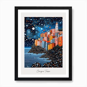 Poster Of Cinque Terre, Italy, Illustration In The Style Of Pop Art 2 Art Print