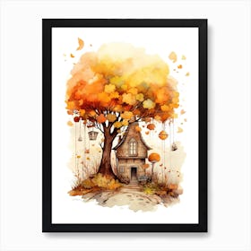 Cute Autumn Fall Scene 63 Art Print