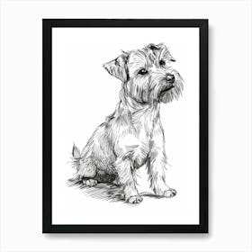 Cute Terrier Dog Line Art 2 Art Print