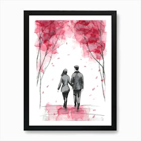 Couple Walking In The Park Art Print