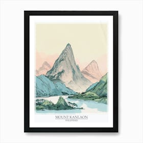 Mount Kanlaon Philippines Color Line Drawing 4 Poster Art Print