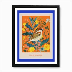 Spring Birds Poster House Sparrow 2 Art Print