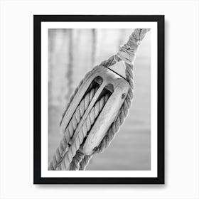 Black And White Photo Of A Rope Art Print