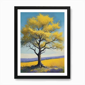 Painting Of A Tree, Yellow, Purple (6) Art Print